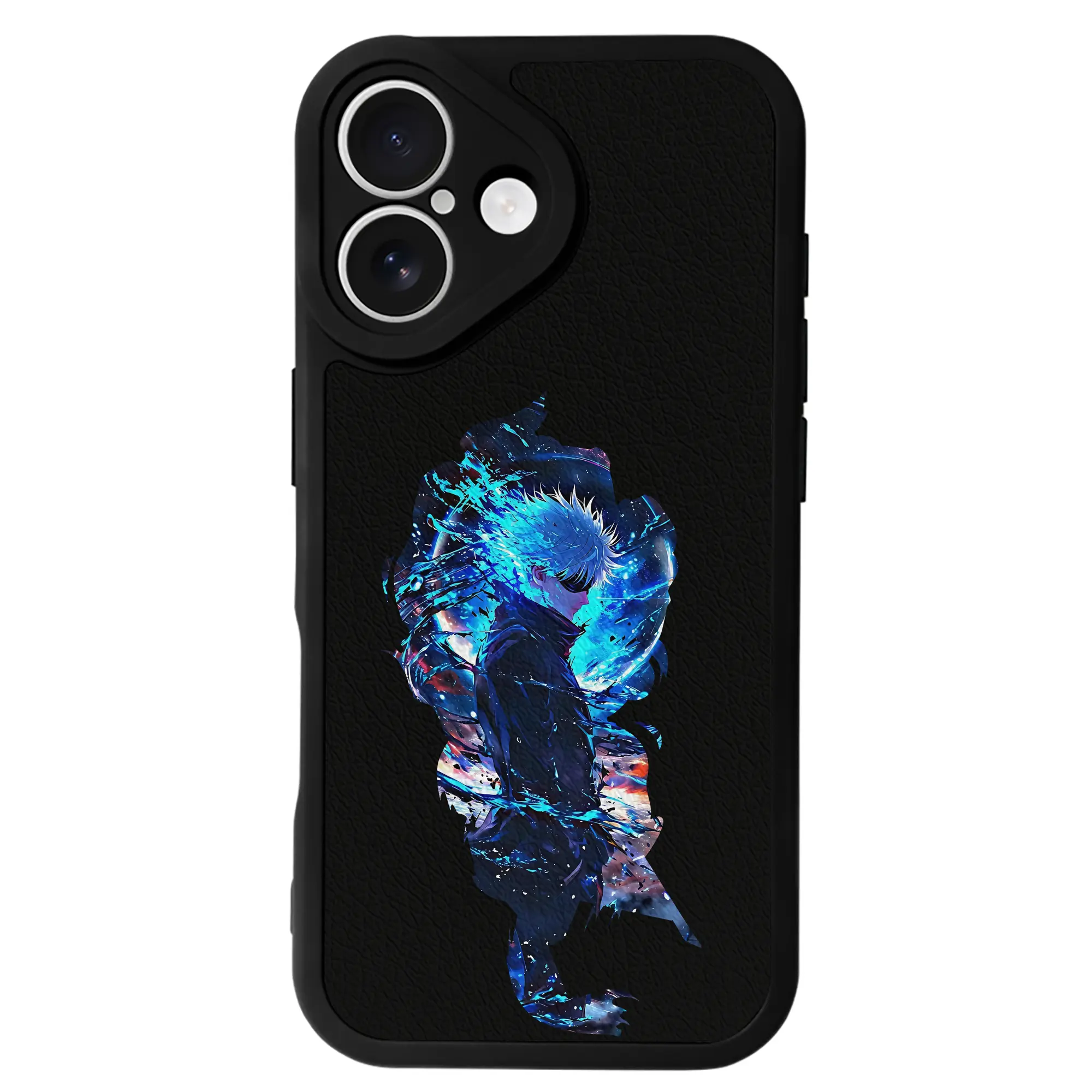 呪術廻戦 グッズ,五条 悟 - IPhone 16シリーズ対応 ・ シリコンスマホケース ・ レザー調 ・ 高精度フィット ・ 耐衝撃 ・ ワイヤレス充電対応 ・ 精密カット